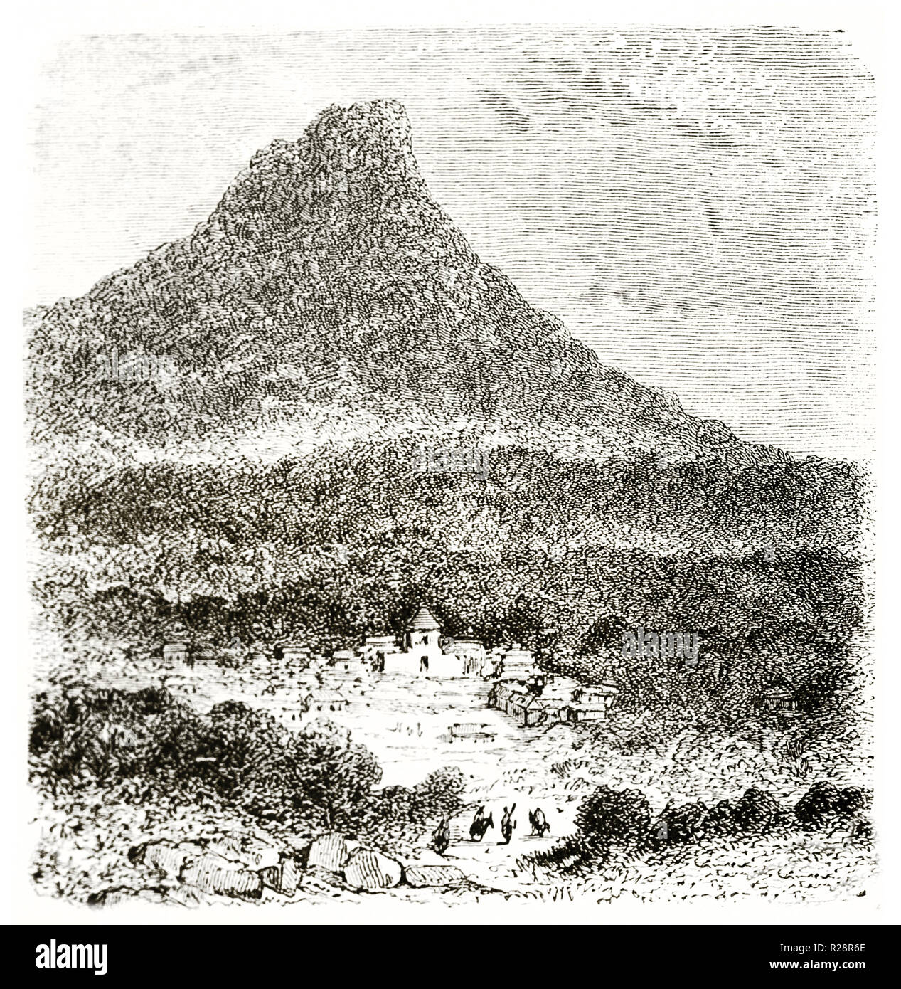 Voir l'ancien village de Echarate, Pérou. Par Riou, publ. sur le Tour du Monde, Paris, 1863 Banque D'Images