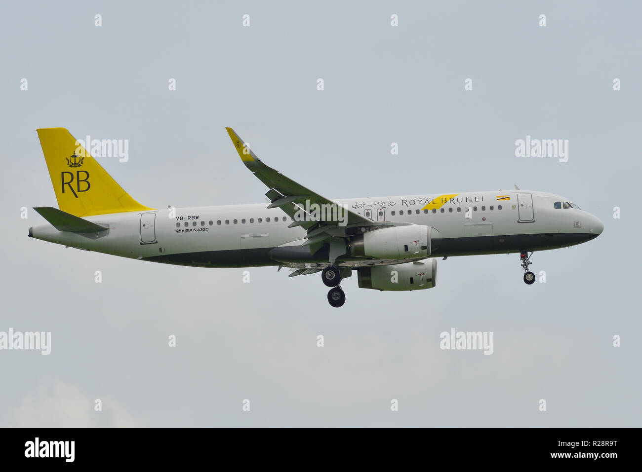Bangkok, Thaïlande - Apr 23, 2018. Un Airbus A320 de l'avion Royal Brunei Airlines à l'atterrissage à l'Aéroport International Suvarnabhumi de Bangkok (BKK). Banque D'Images