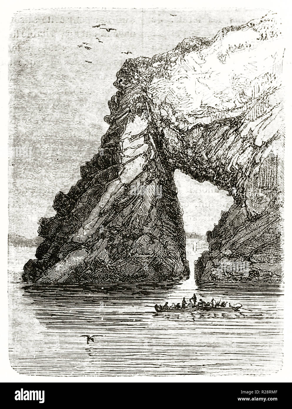 Voir l'ancienne rock arch dans Thoulou, Thaïlande. Par Sabatier après Mouhot, publ. sur le Tour du Monde, Paris, 1863 Banque D'Images