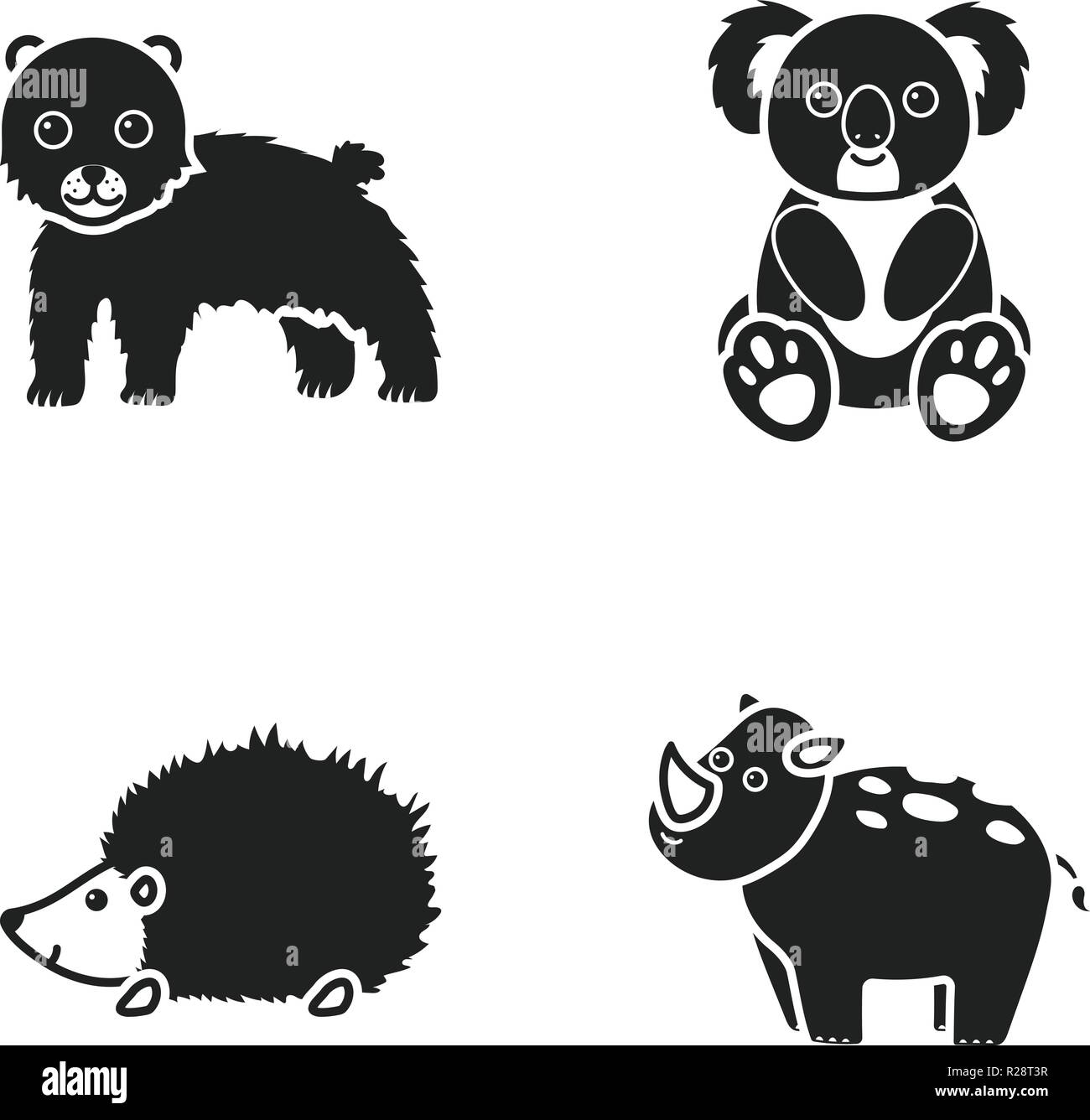 Oiseaux,Animaux,Black,collection,faune,icône,hérisson,illustration ...
