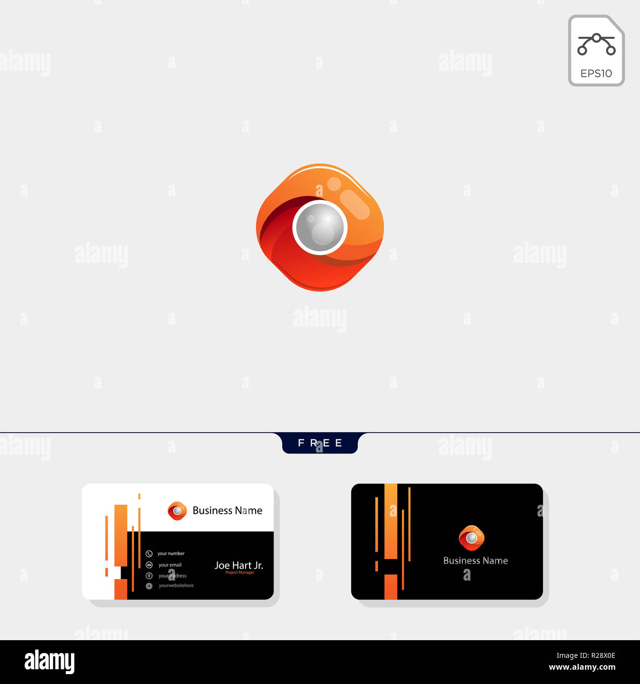 La photographie créative hexagonale,modèle logo vector illustration, obtenez gratuitement un modèle de conception de carte de visite Banque D'Images