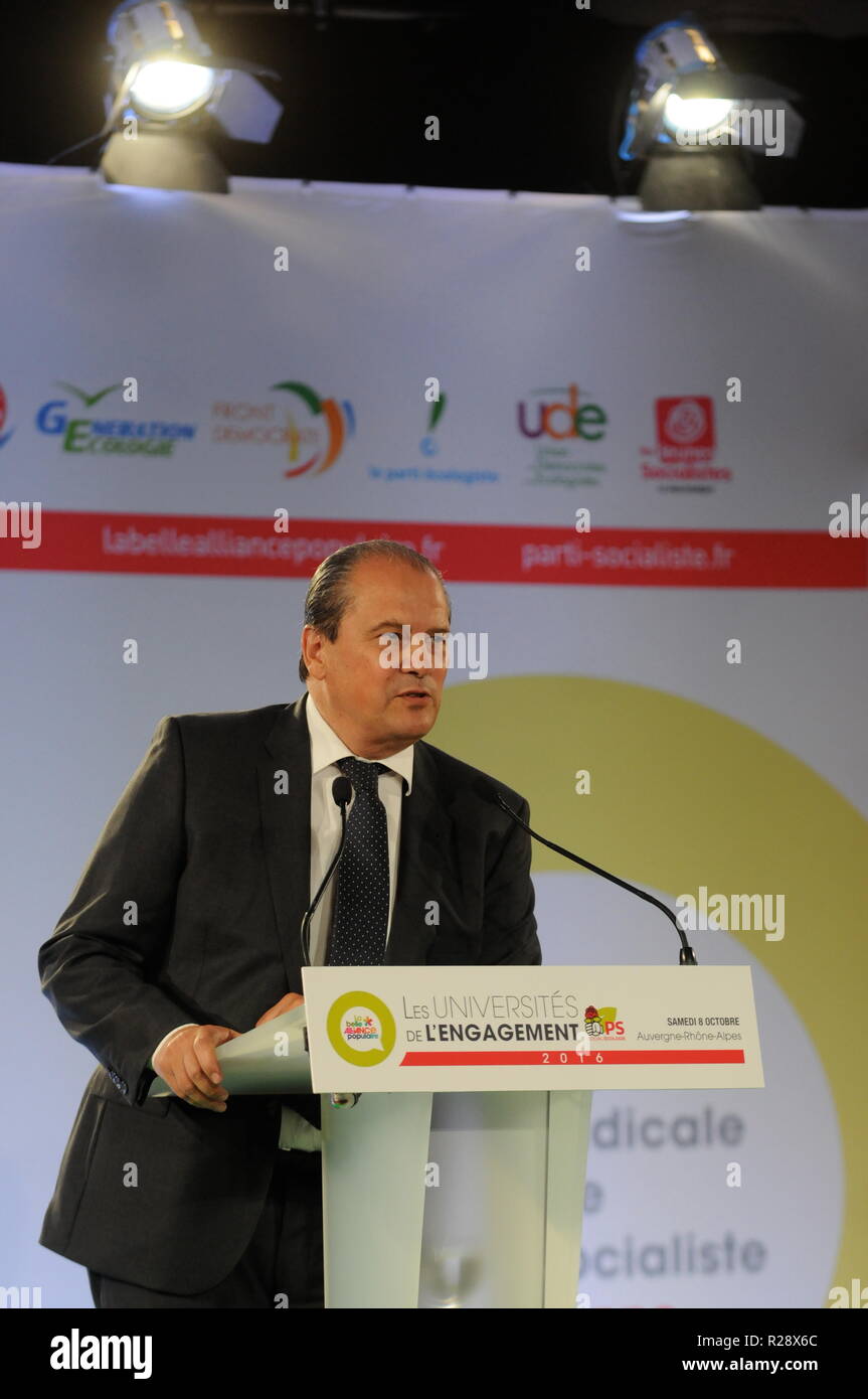 Jean-Christophe Cambadelis, Premier Secrétaire du Parti socialiste français, parle de l'engagement à l'Universitie, Lyon, France Banque D'Images