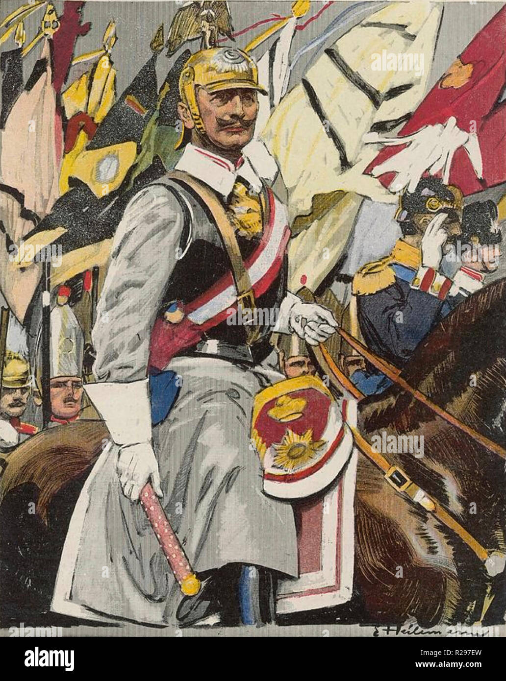 Le kaiser Guillaume II d'Allemagne dans un magazine allemand illustration en 1915 Banque D'Images