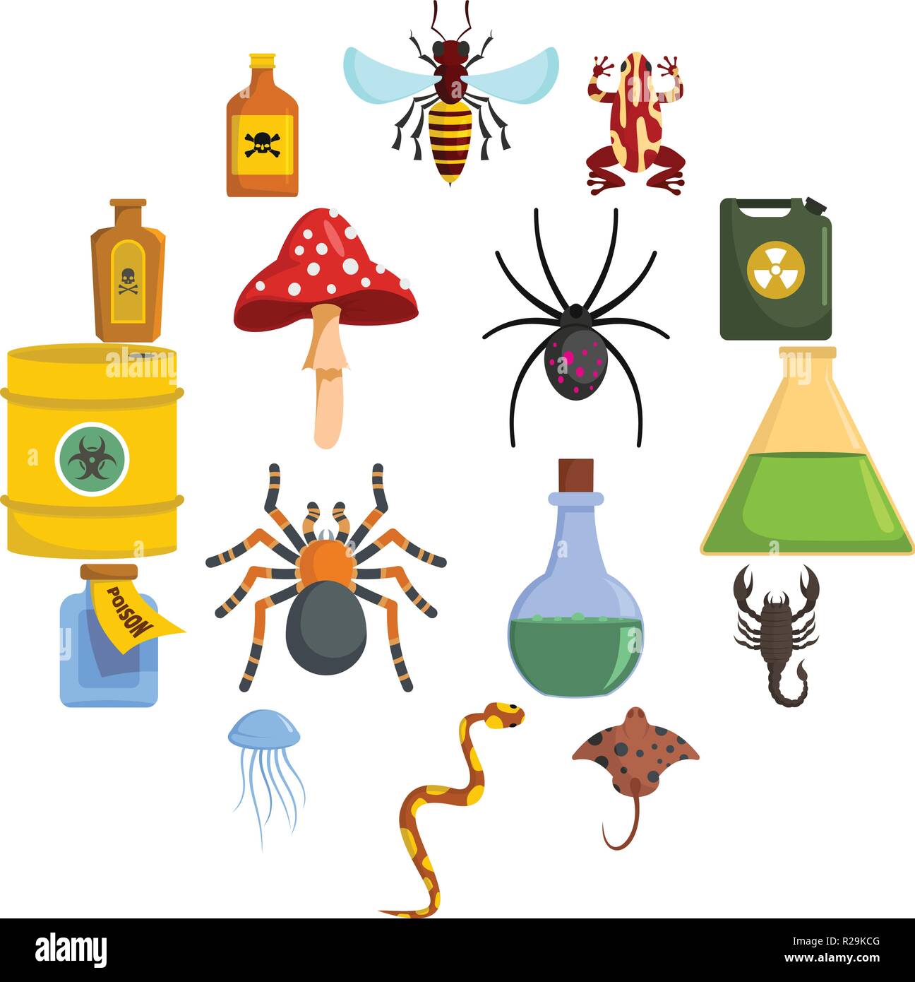 Danger Toxique Poison icons set. Télévision illustration de danger toxique poison 16 icônes vectorielles pour le web Illustration de Vecteur