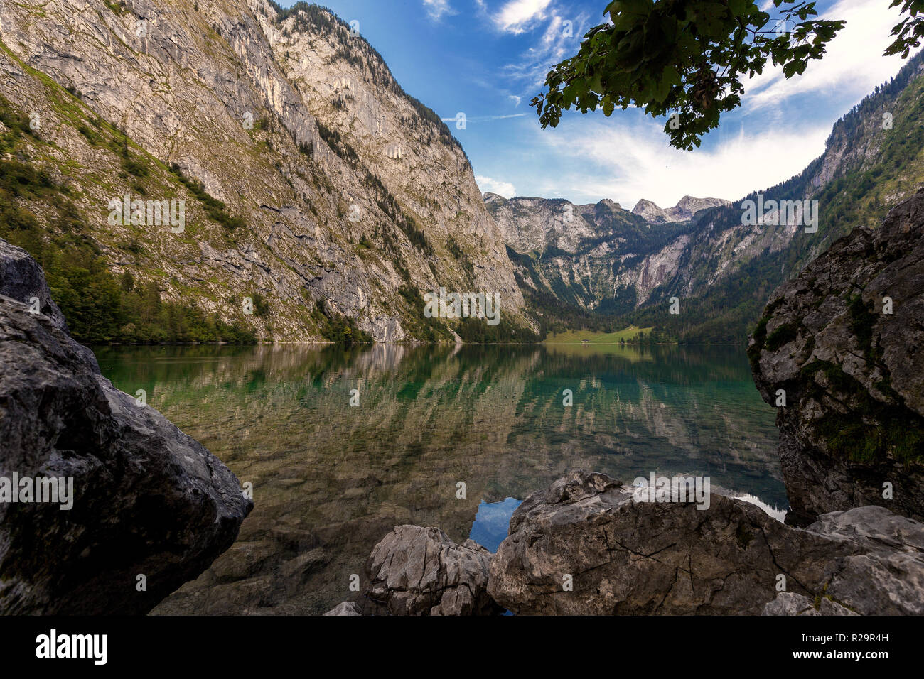 Konigsee dans Obersee, parc national de Berchtesgaden, en Bavière, Allemagne Banque D'Images