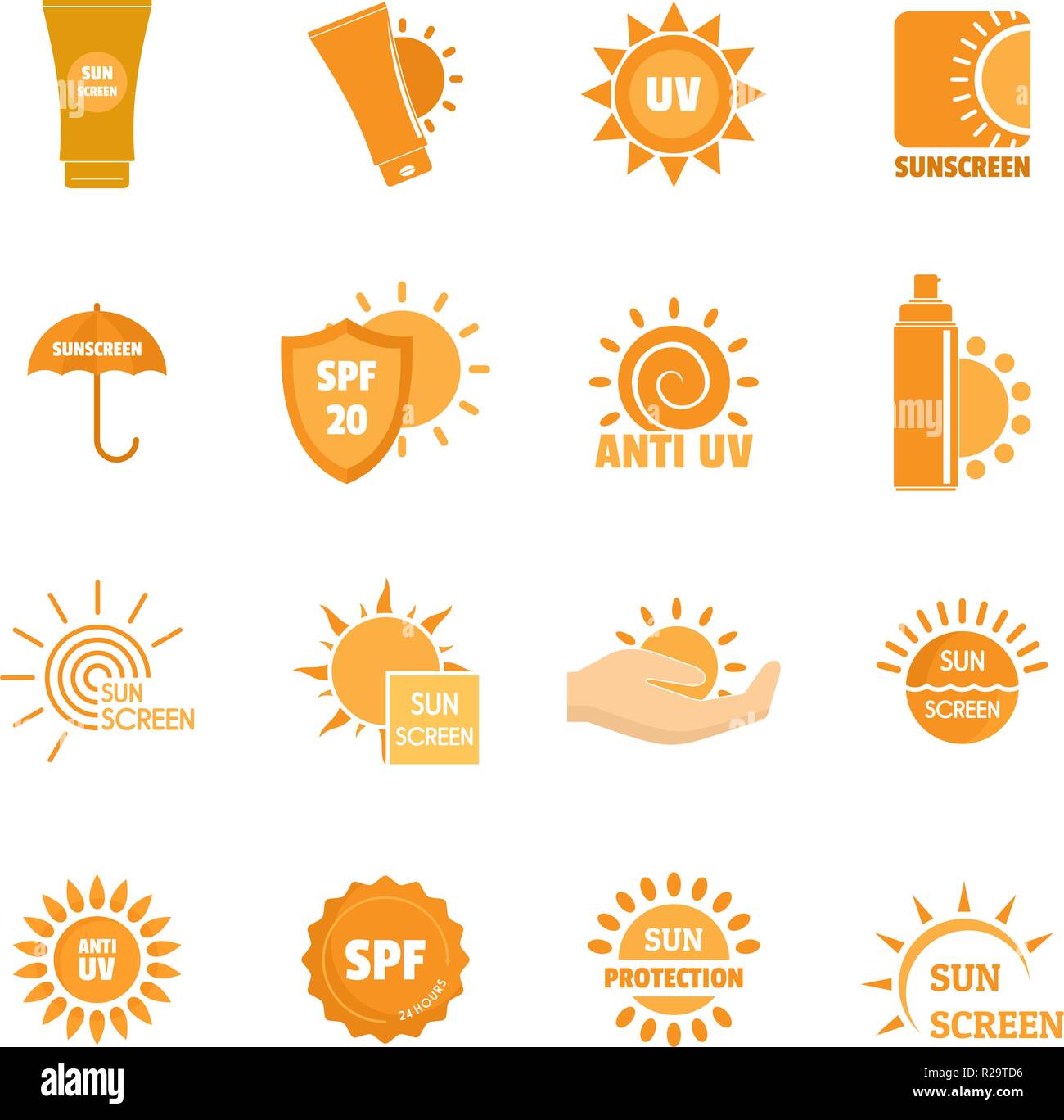 Protection solaire protection solaire icônes des set. Télévision