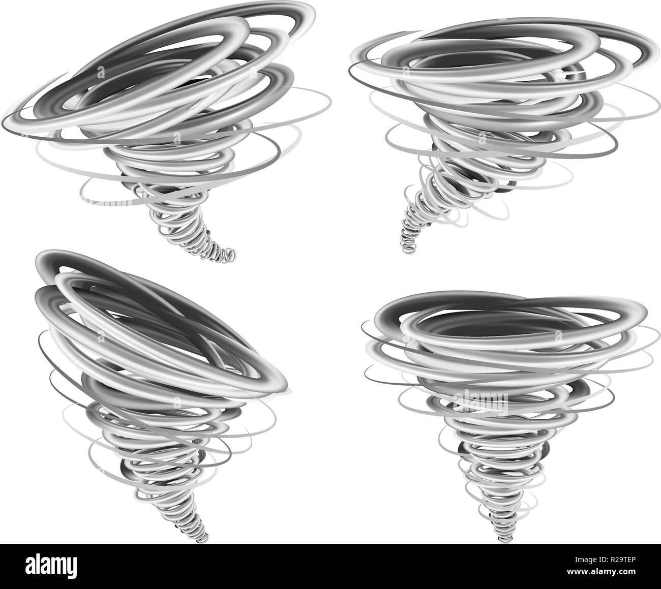 Tempête ouragan maquette tornado. Illustration réaliste de 4 ouragan tornade tempête pour web maquettes Illustration de Vecteur