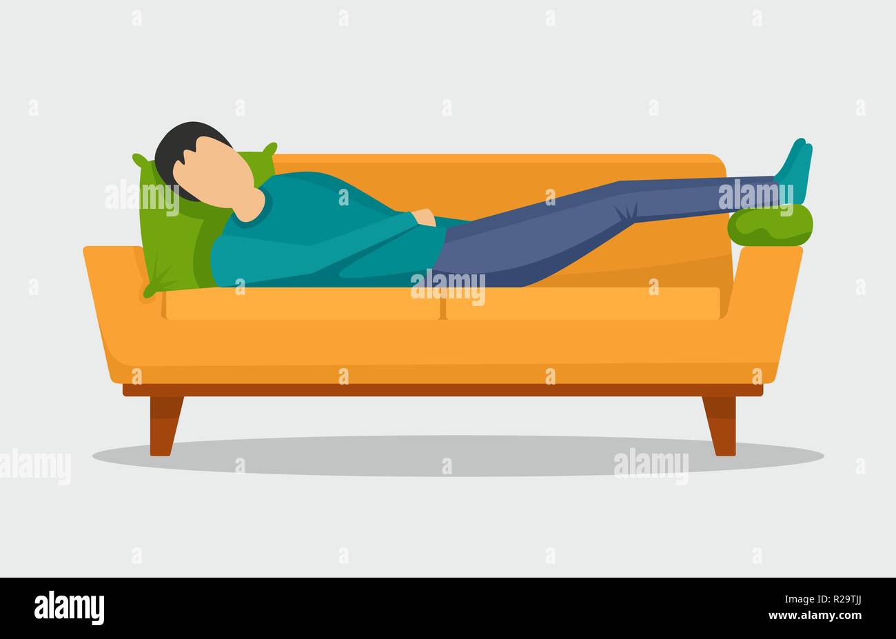 L Homme Dormir A La Banniere Canape A L Horizontale Illustration