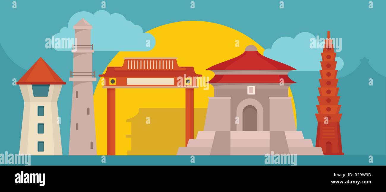 Les bâtiments de Taipei. horizontale bannière Télévision illustration de Taipei vecteur bannière horizontale pour les bâtiments de conception web Illustration de Vecteur