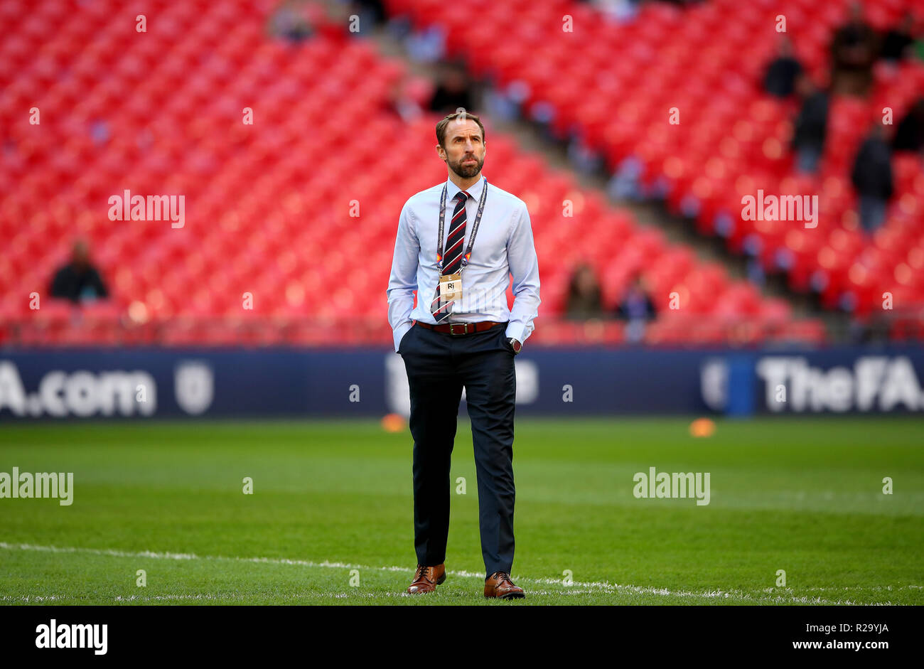 Gestionnaire de l'Angleterre Gareth Southgate avant l'UEFA, la Ligue des Nations Unies un groupe4 match au stade de Wembley, Londres. Banque D'Images