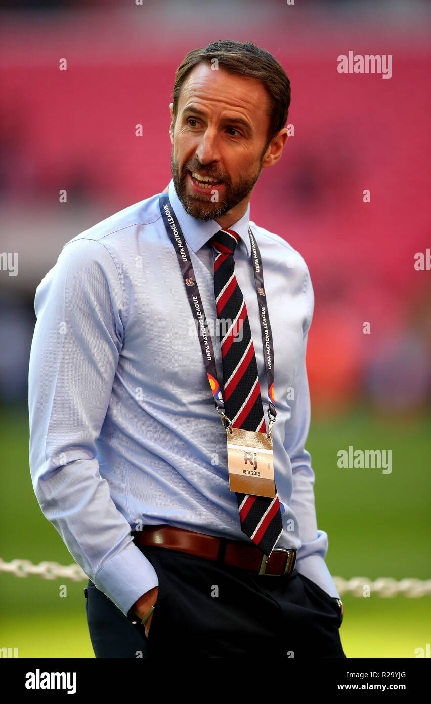 Gestionnaire de l'Angleterre Gareth Southgate avant l'UEFA, la Ligue des Nations Unies un groupe4 match au stade de Wembley, Londres. Banque D'Images