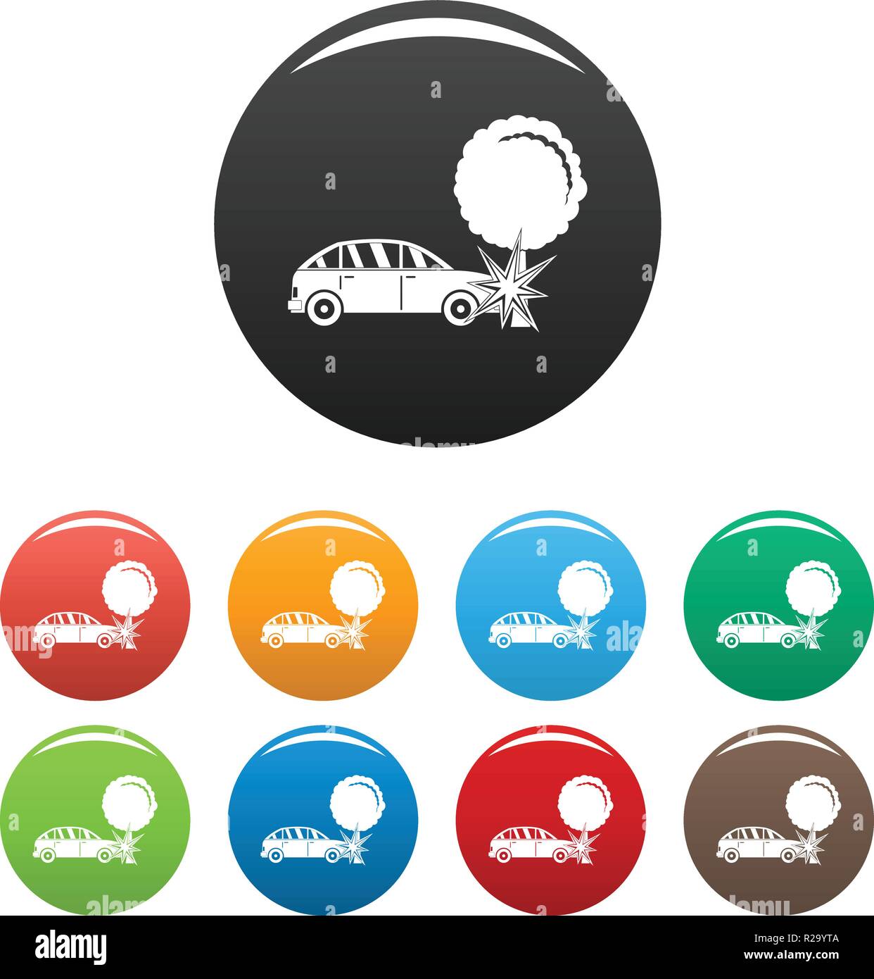 L'icône de l'arbre s'est écrasé. Simple illustration de l'arbre s'est écrasé vector icons set color isolated on white Illustration de Vecteur