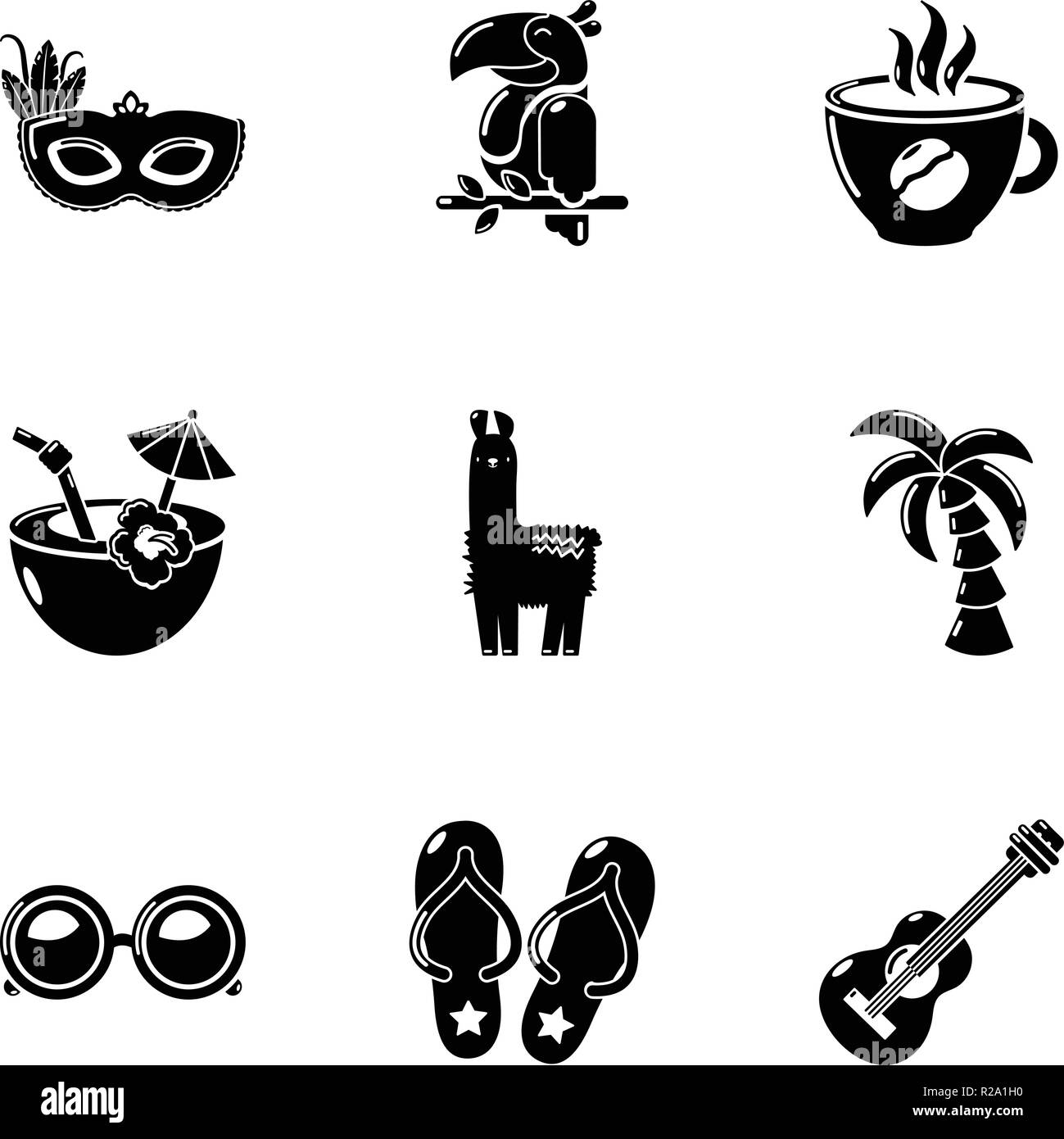 Lever du soleil, le style simple icons set Illustration de Vecteur