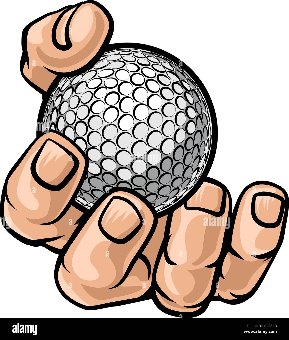 Hand Holding Golf Ball Illustration de Vecteur