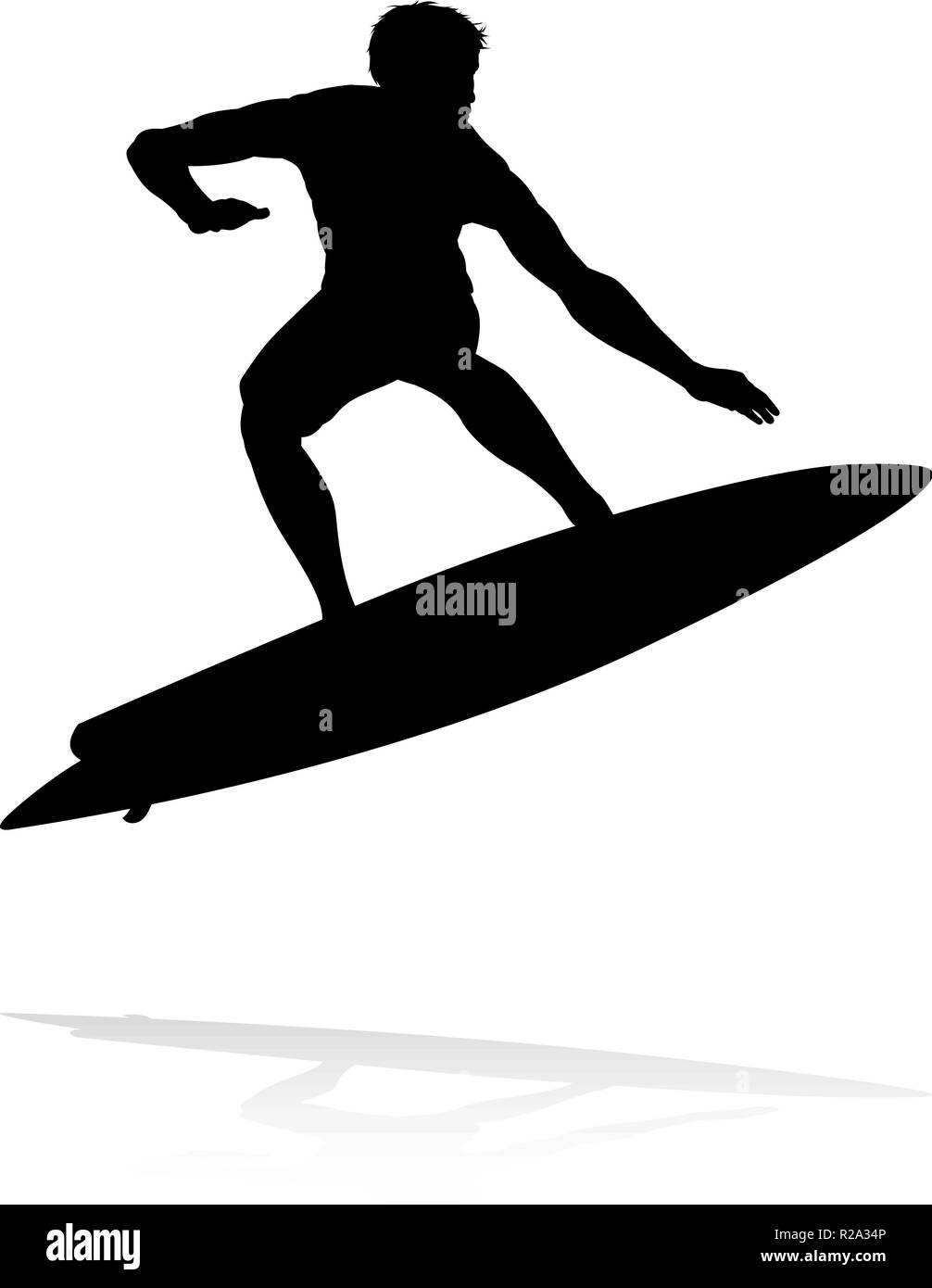 Silhouette surfeur Illustration de Vecteur