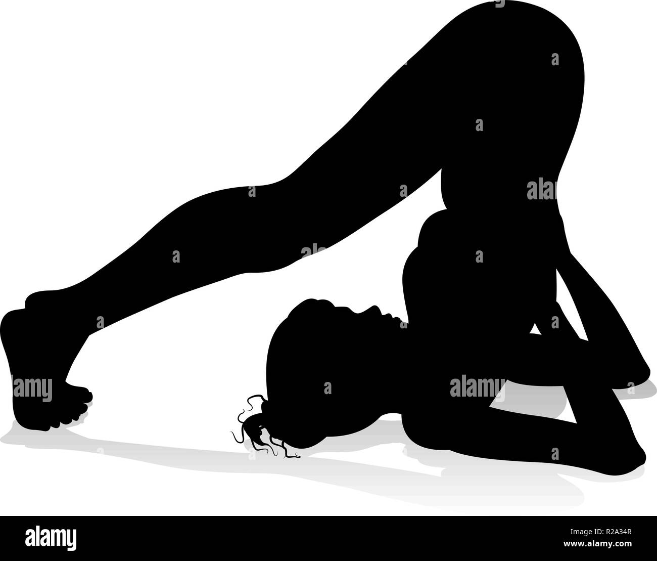 Pilates Silhouette de femme Yoga Pose Illustration de Vecteur