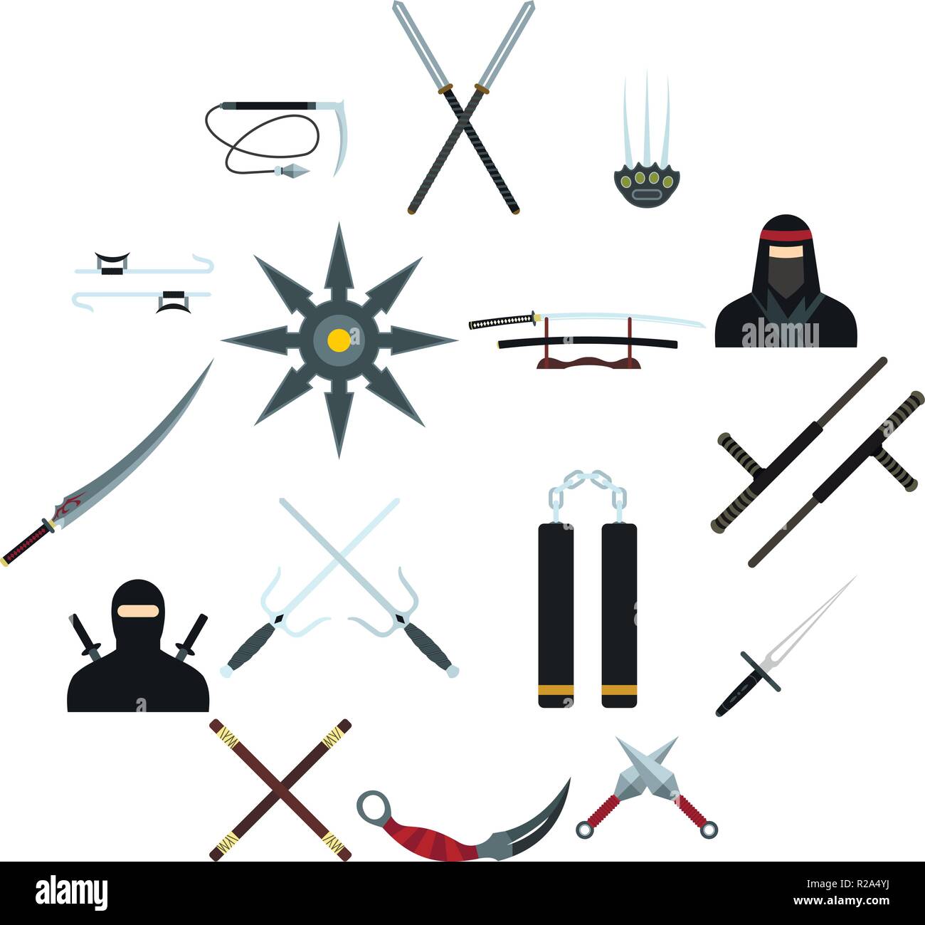 Télévision Ninja icons set pour le web et les appareils mobiles Illustration de Vecteur