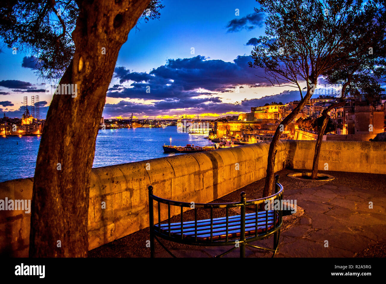 Photo panoramique du port de La Valette à Malte. Banque D'Images