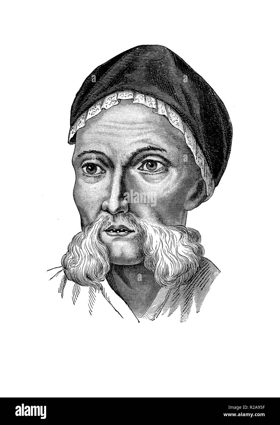 Physiologie Vintage illustration, femme de barbus Eschricht anatomiste danois Banque D'Images