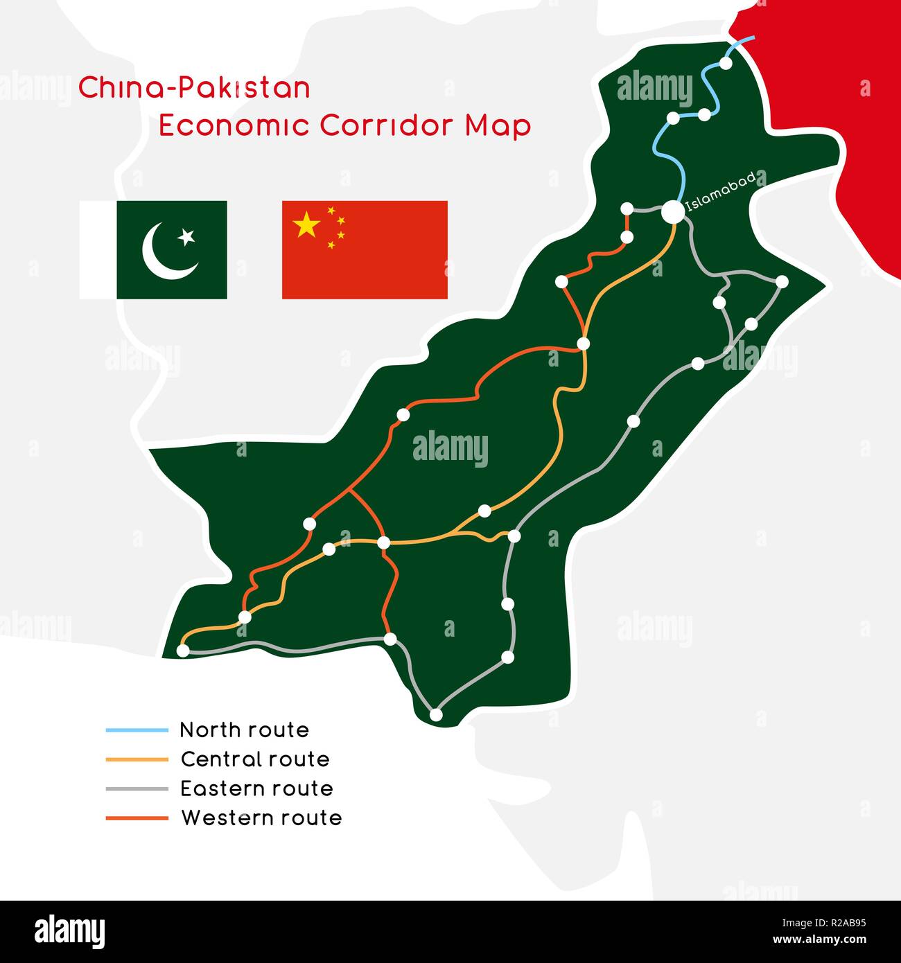 Une courroie, d'une nouvelle route de la soie Route concept. Chine - Pakistan couloir économique. Vector illustration. Illustration de Vecteur