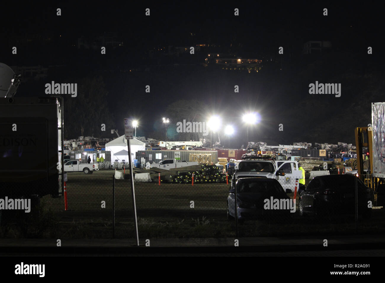 Destructions causées par les feux au-dessus de Malibu Pepperdine University et les communautés environnantes. Banque D'Images