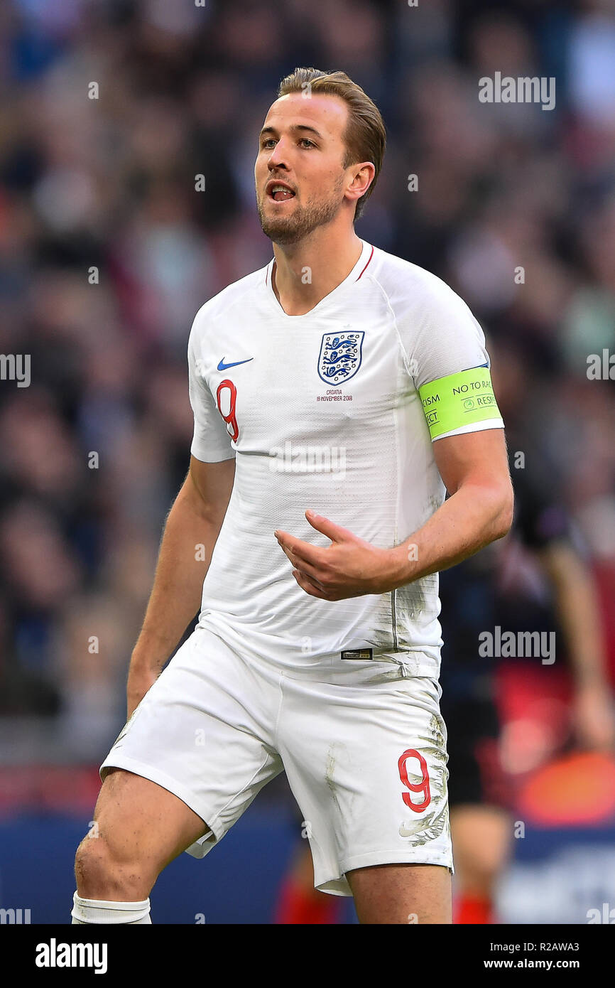 Londres, Royaume-Uni. 18 novembre 2018. L'Angleterre l'avant Harry Kane (9) au cours de l'UEFA Ligue Nations match entre l'Angleterre et la Croatie au stade de Wembley, Londres, le dimanche 18 novembre 2018. (©MI News & Sport Ltd | Alamy Live News) Banque D'Images