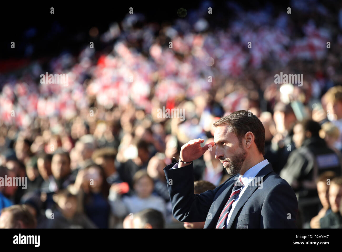 Gestionnaire de l'Angleterre Gareth Southgate au cours de l'UEFA, la Ligue des Nations Unies un groupe4 match au stade de Wembley, Londres. Banque D'Images