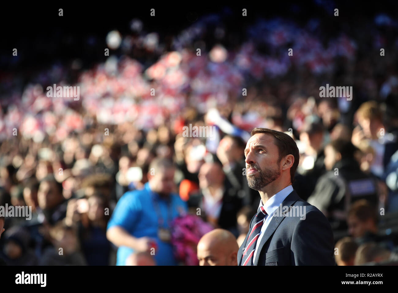 Gestionnaire de l'Angleterre Gareth Southgate au cours de l'UEFA, la Ligue des Nations Unies un groupe4 match au stade de Wembley, Londres. Banque D'Images