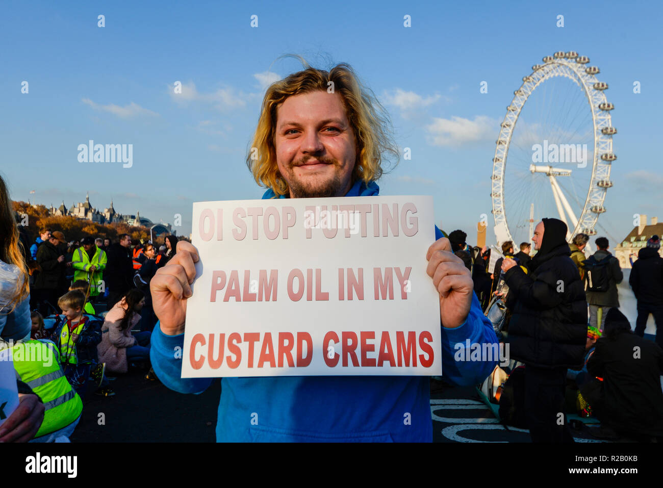 Rébellion d'extinction à protester "contre le Gouvernement britannique pour l'inaction criminelle face au changement climatique catastrophe' pont de blocage Banque D'Images