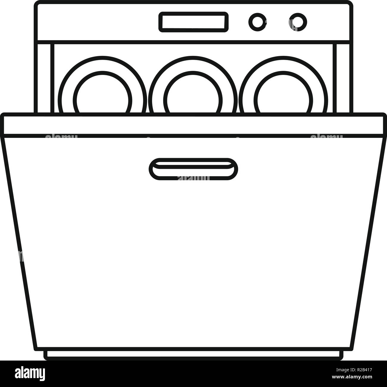 Icône moderne lave-vaisselle. Contours illustration de lave-vaisselle moderne pour la conception web icône vecteur isolé sur fond blanc Illustration de Vecteur