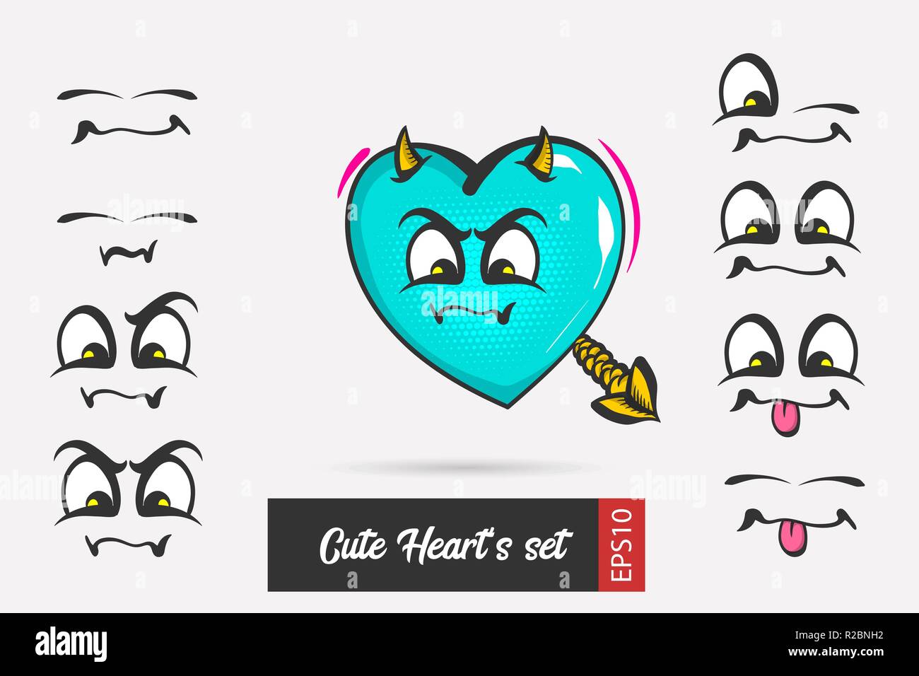 Situé face à l'émotion cartoon happy Valentines Day Illustration de Vecteur