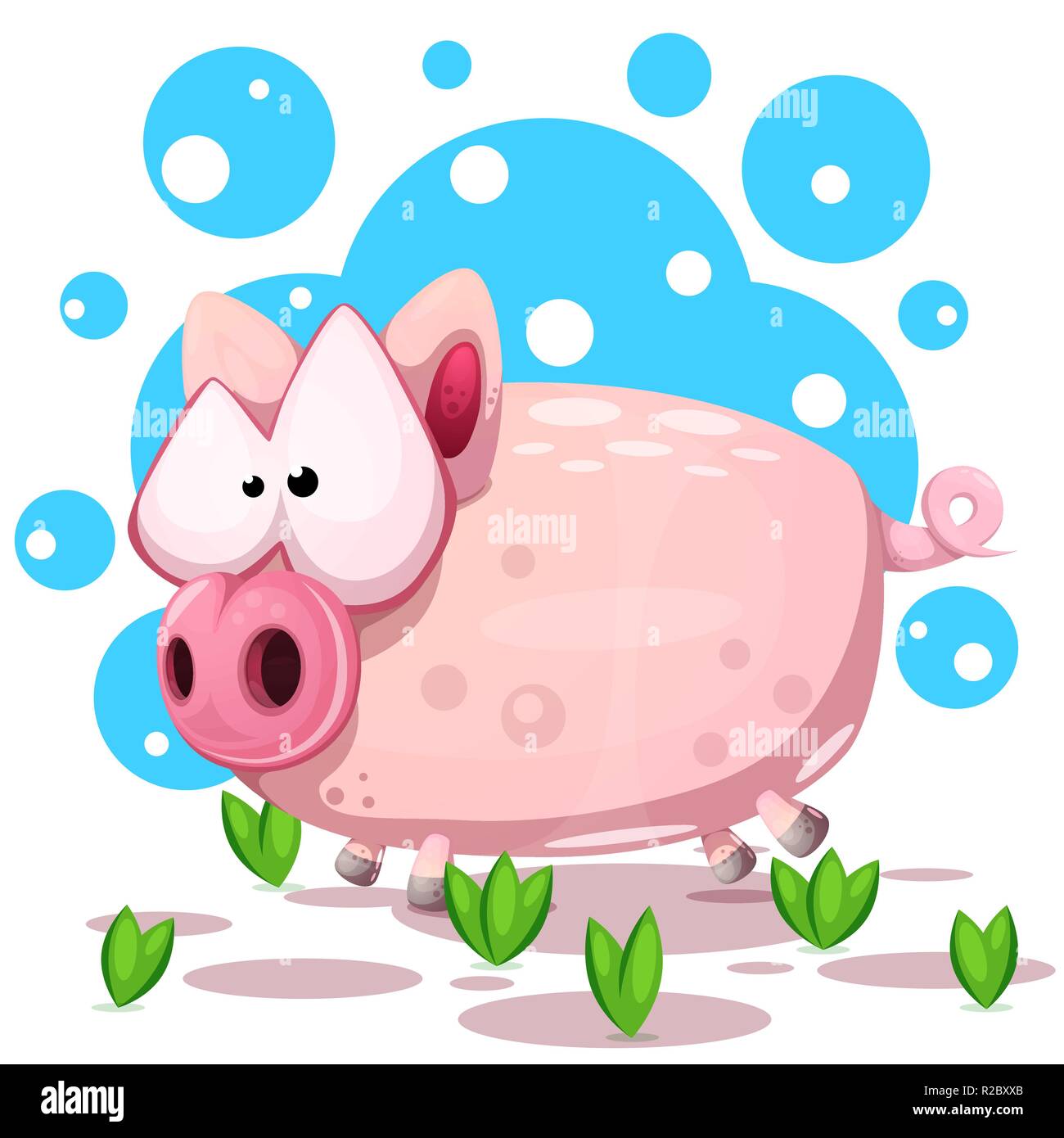 Cute pig jump. Symbole de l'année 2019. Illustration de Vecteur