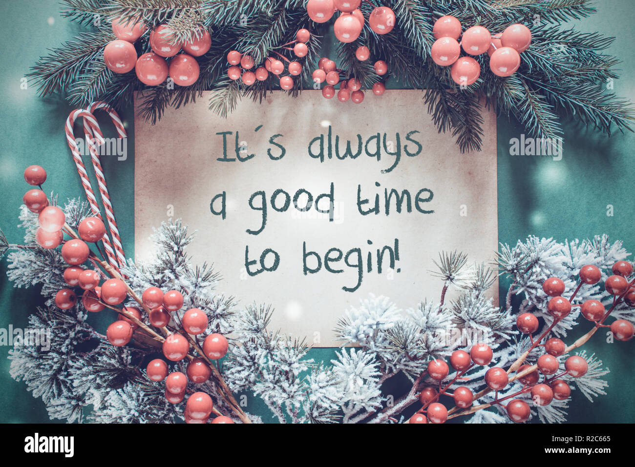 Guirlande de Noël, sapin, Direction générale des flocons, cite toujours bon moment commencer Banque D'Images