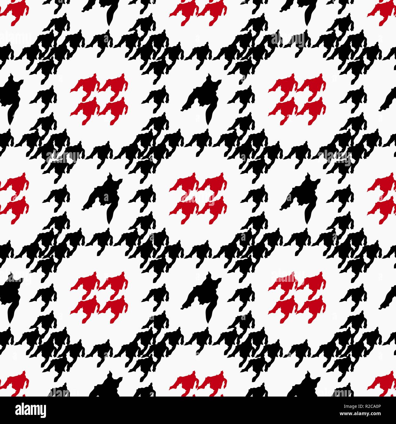 Seamless pattern houndstooth noir et rouge avec motif de lignes rouges à carreaux textiles vector eps10 Illustration de Vecteur