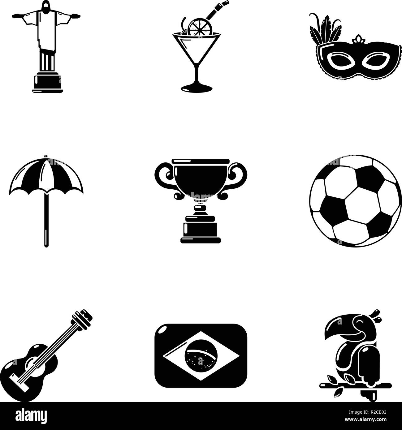 Centre du Brésil, le style simple icons set Illustration de Vecteur