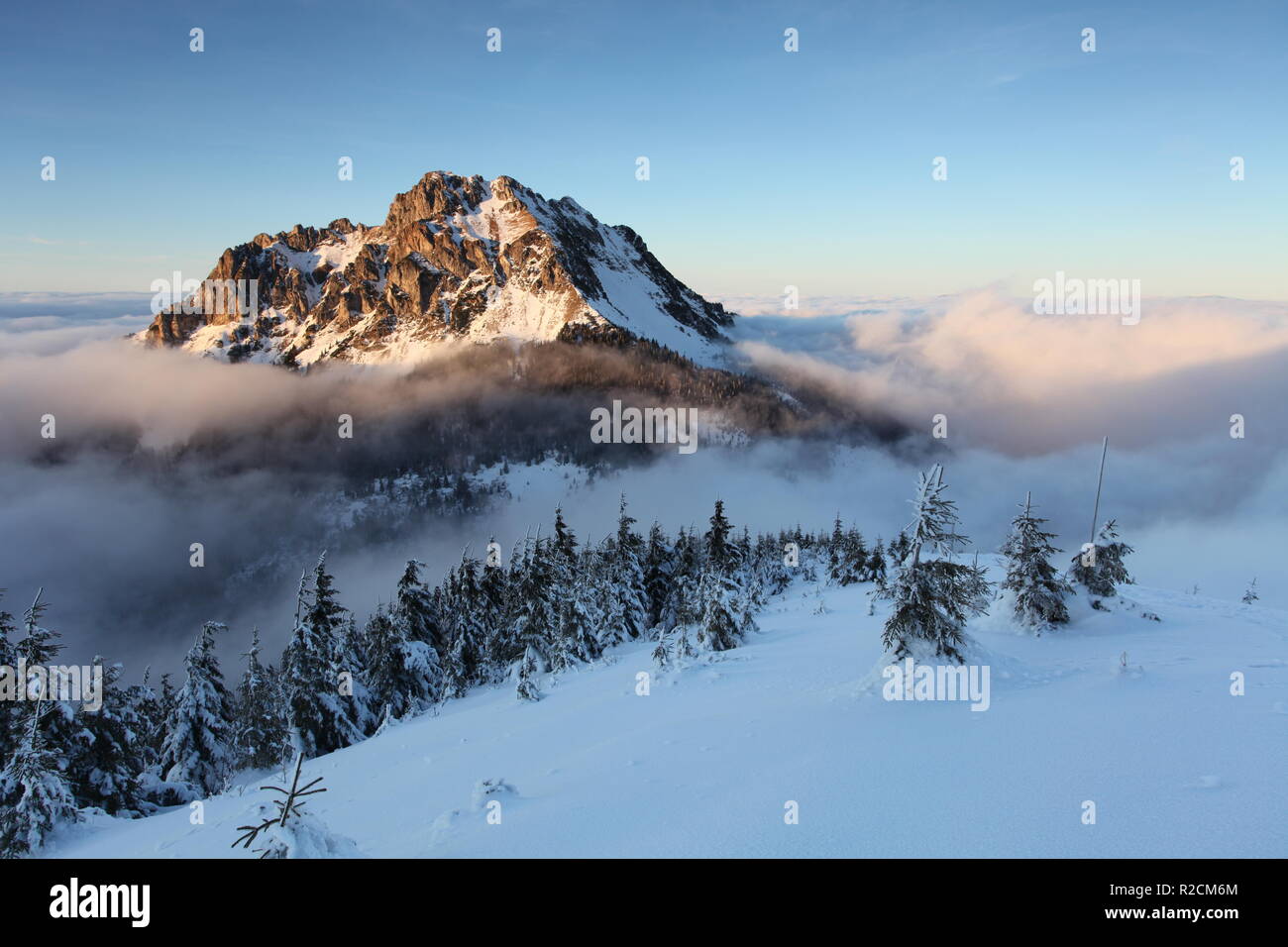 L'hiver au Mont Rozsutec Banque D'Images