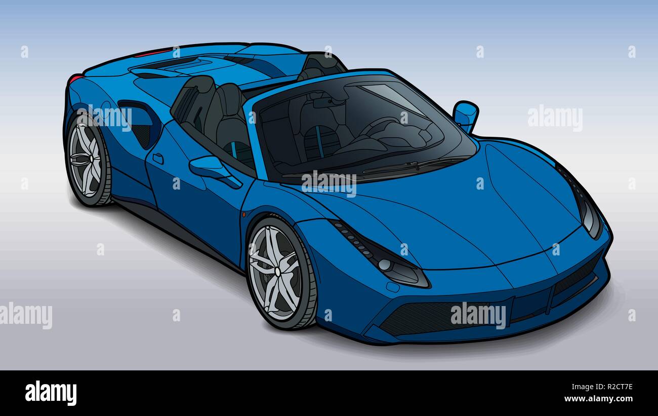 Dessiner un vecteur de télévision sport car avec des lignes noires. Illustration de Vecteur