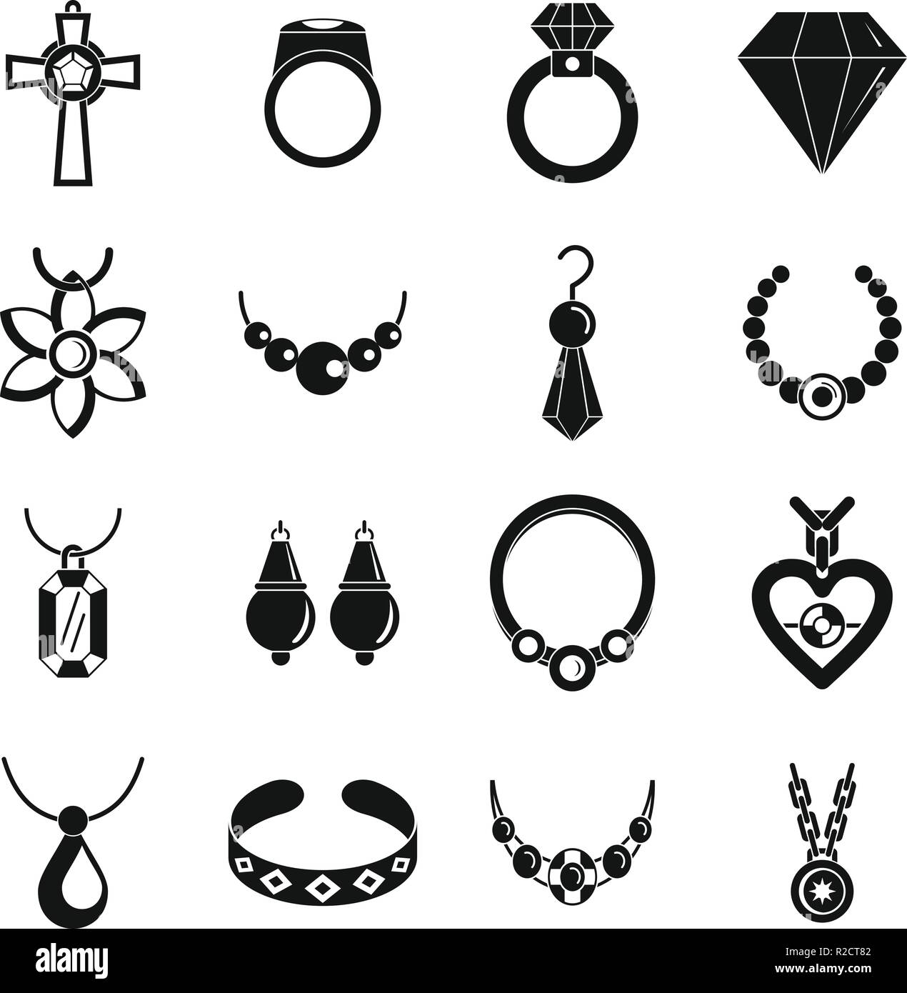 Bijoux de luxe collier icons set. Illustration Simple de Luxe Collier  bijoux 16 icônes vectorielles pour le web Image Vectorielle Stock - Alamy