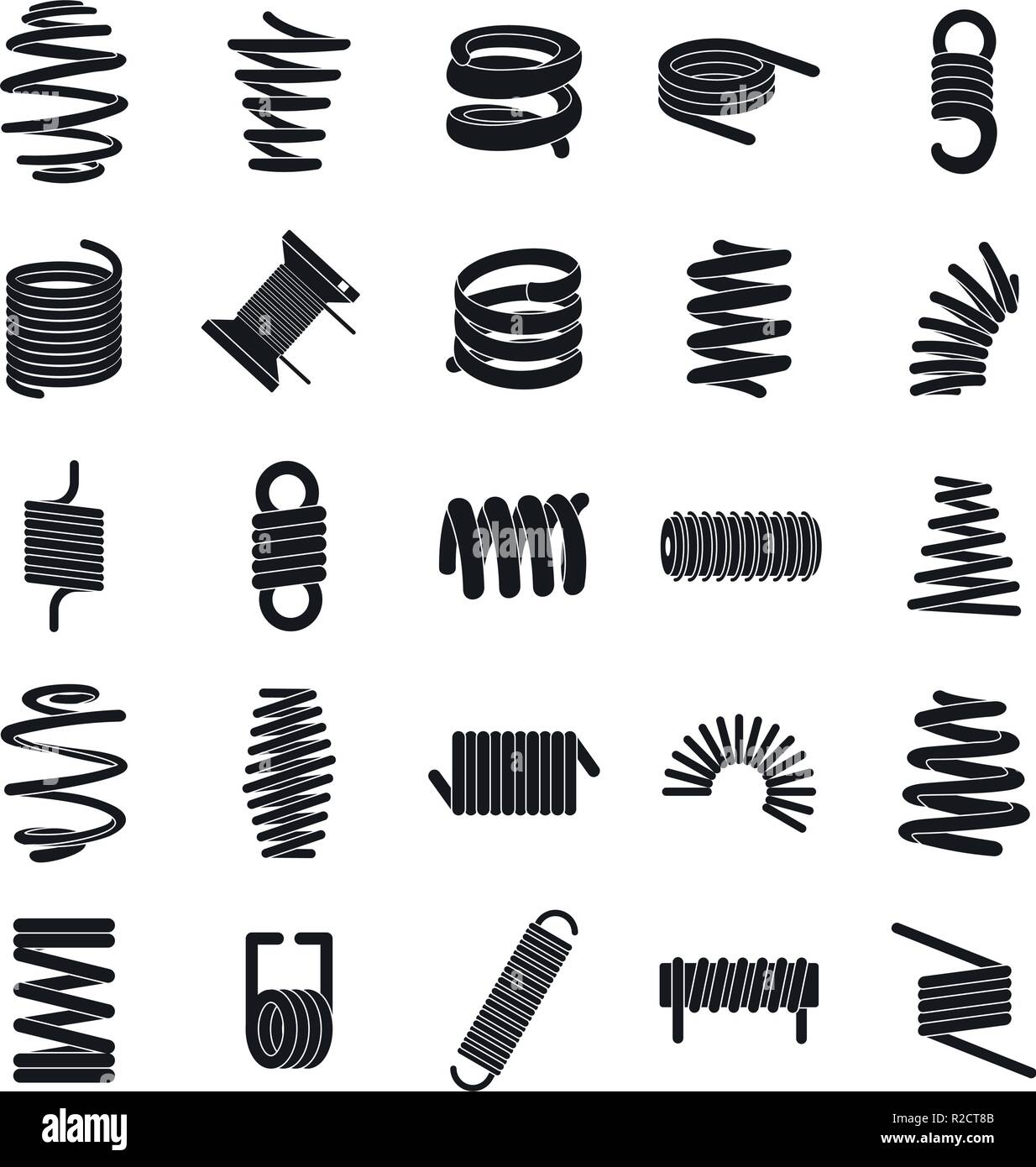 Câble ressort hélicoïdal icons set. Illustration simple de 25 câble ...