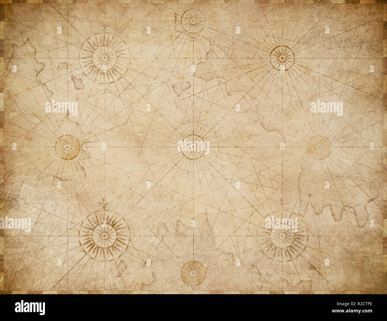 Fond de carte nautique médiévale Banque D'Images