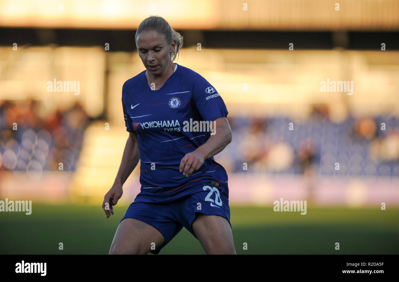 Kingsmeadow, Kingston on Thames, London, UK. 18 Nov 2018. Jonna Andersson de Chelsea lors de la WSL1 match entre Chelsea Mesdames et Yeovil Town chers à Kingsmeadow. © David Partridge / Alamy Live News Banque D'Images