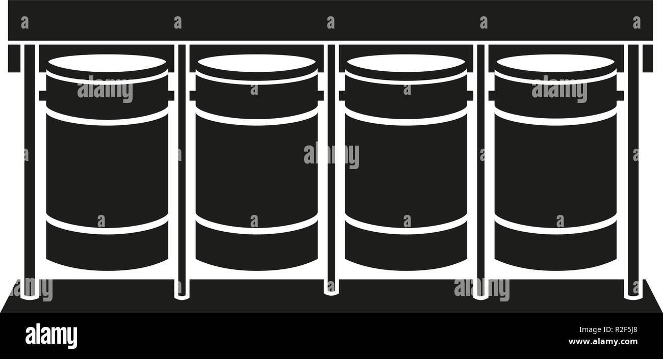 Noir et blanc poubelles de tri silhouette Illustration de Vecteur