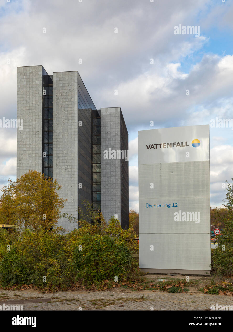 Vattenfall Europe siège commercial à Hambourg et la signalisation à l'avant Banque D'Images