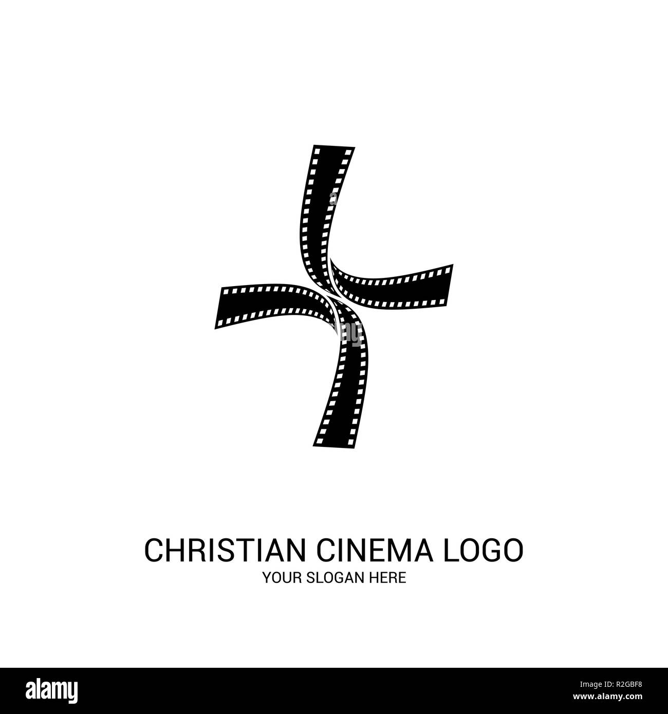 Christian cinema logo. Symboles de films et vidéos pour le ministère, conférence, camp, festival, événement. Illustration de Vecteur