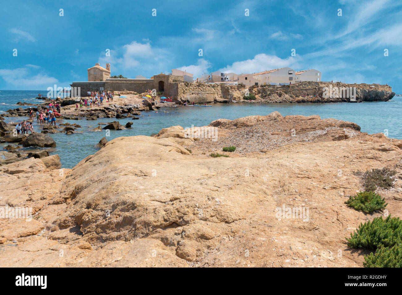 L'île de Tabarca, partie occidentale de l'île. Banque D'Images