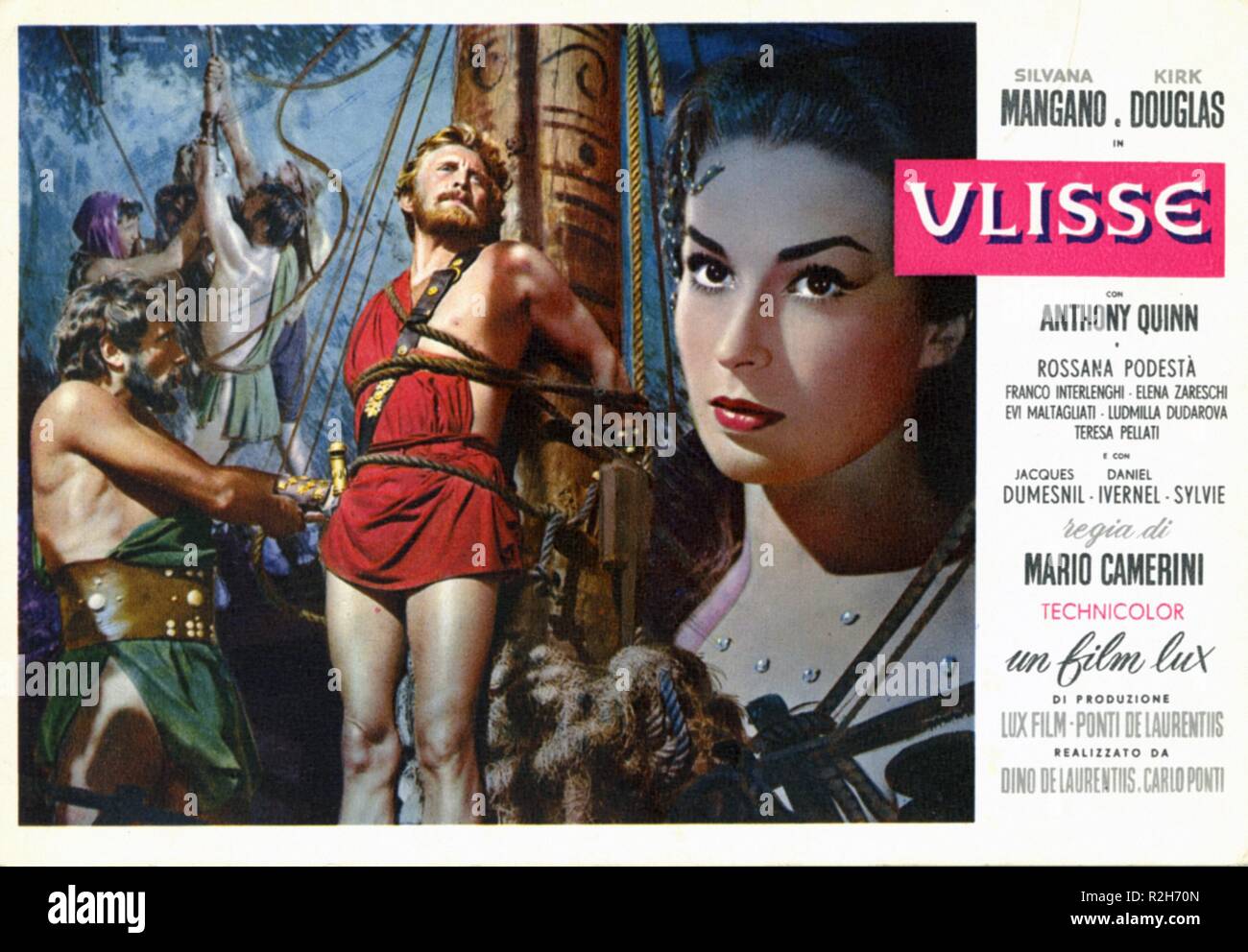 Ulysse Ulisse Année : 1954 Italie / USA Réalisateur : Mario Camerini Kirk Douglas, Silvana Mangano Movie poster (IL) Banque D'Images