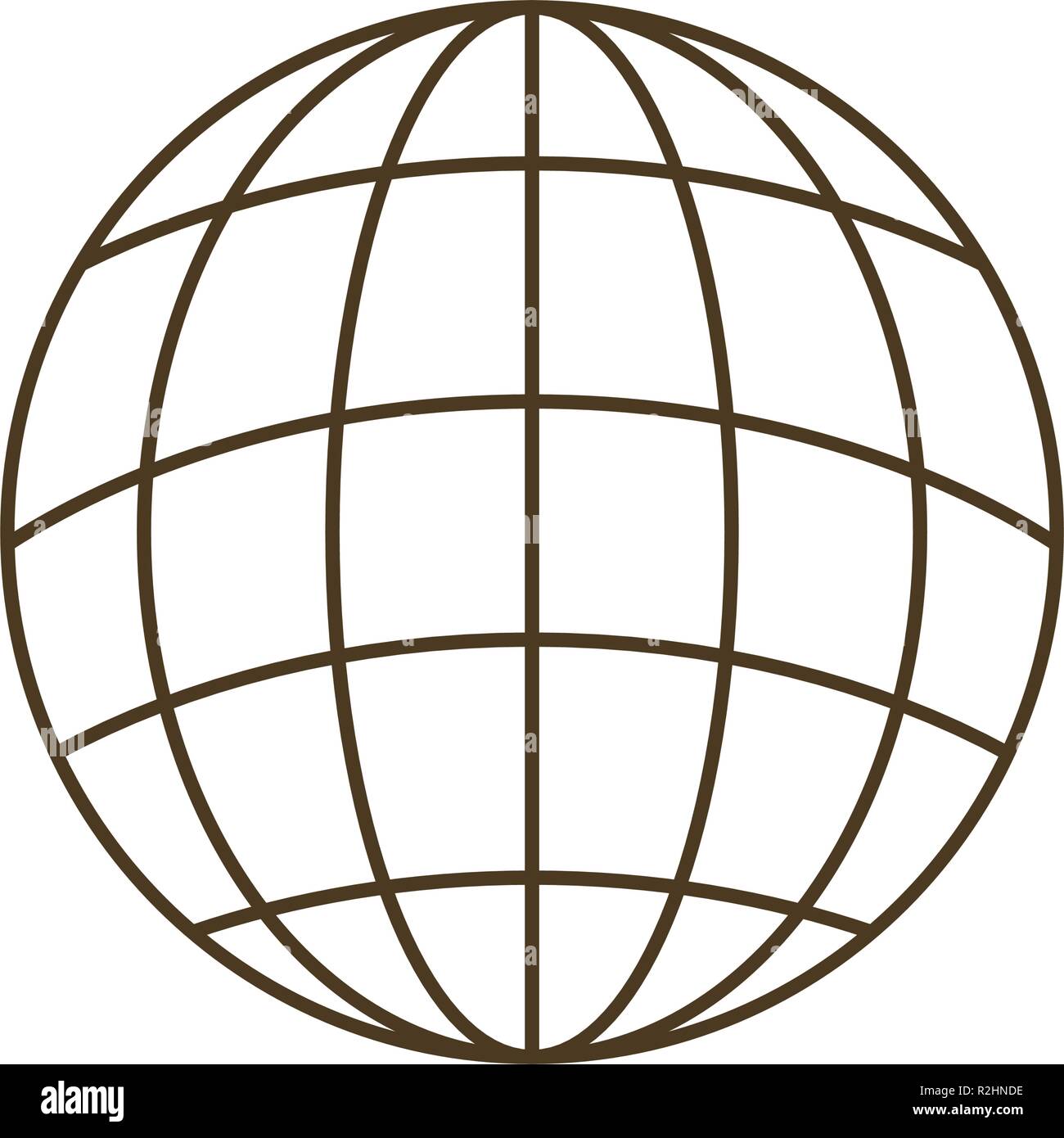 Globe terrestre avec des parallèles et méridiens icône isolé Image