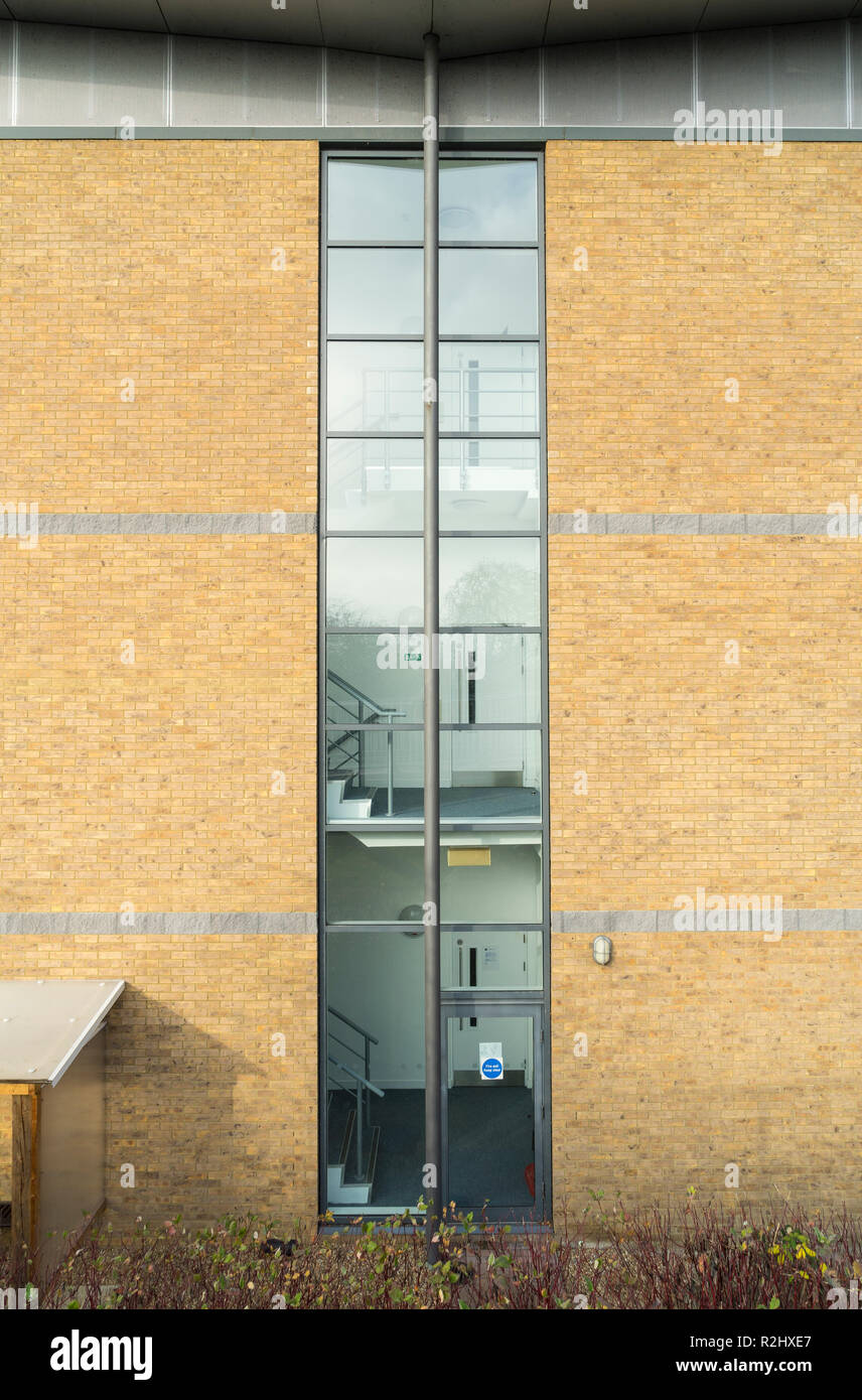 La construction d'escalier vitrée Vitrum St John's Innovation Park Cambridge Angleterre 2018 Banque D'Images
