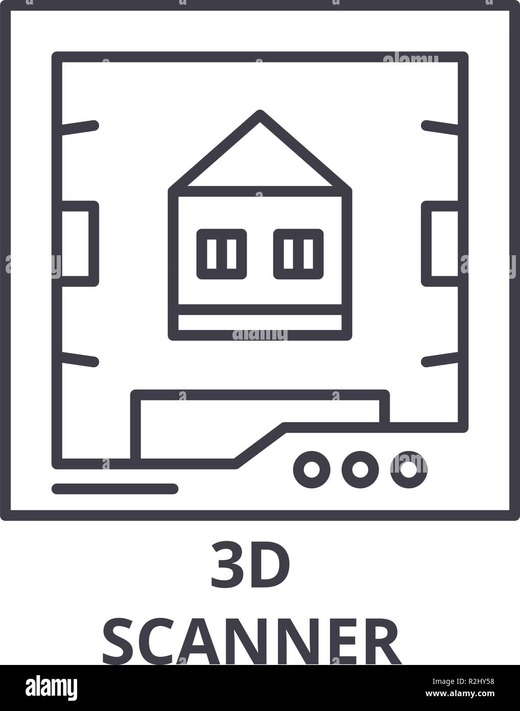L'icône de la ligne du scanner 3D concept. Scanner 3d vector illustration  linéaire, signe, symbole Image Vectorielle Stock - Alamy
