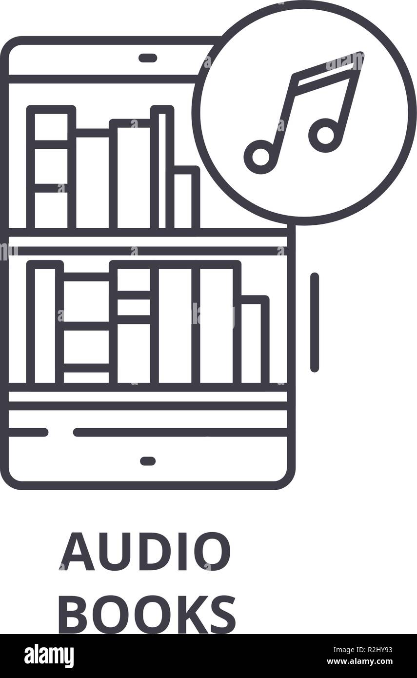 L'icône de la ligne de livres audio concept. Livres audio vector illustration linéaire, symbole, d'un signe Illustration de Vecteur